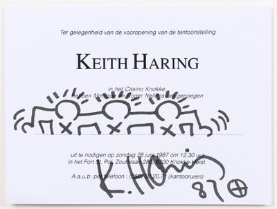 Keith Haring (1958-1990) Attr Carton d'invitation de Monique…