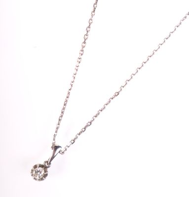 Pendentif solitaire En or blanc 18k (750) en serti invisible…