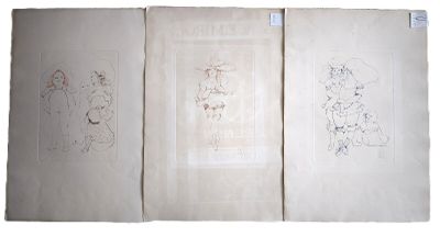 trois dessins représentant un chien et un chat se trouvent sur une feuille de papier