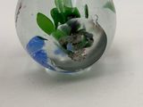 a glass ball with a plant inside of it on a table