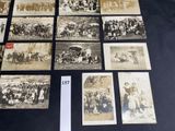 several old black and white photographs of a group of people