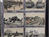 many pictures of a train that are on the tracks