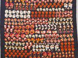 an image of a black and orange floral print scarf hanging on a wall