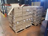 a stack of boxes on a pallet in a warehouse