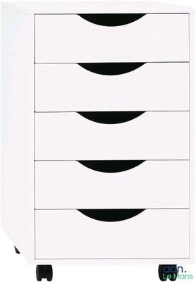 les commodes sont blanches et noires, avec quatre tiroirs de chaque côté