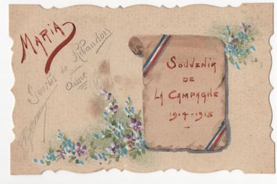 carte postale illustrée à l'aquarelle campagne 1914-1915 fle…