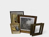 three framed pictures of a woman and a man in a park