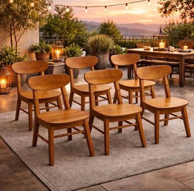 Lot de 6 chaises bois en teck - TVA Récupérable - Expédition…