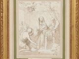 l'image d'un dessin représentant un homme et une femme assis sur un banc