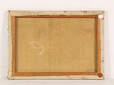 an old picture frame with a drawing of a bird on it