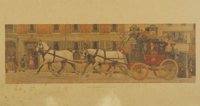 The Edinburgh Coach. Estampe à décor d'une diligence. Encadr…