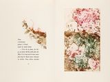 an open book with a picture of flowers and a poem on it