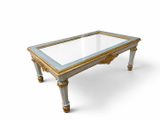 an image of a coffee table with a glass top on a white background