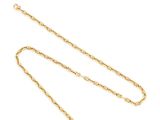 a gold chain with a long link on a white background
