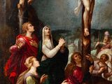 an image of a painting of jesus on the cross with other people