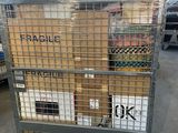 a cart with a lot of boxes on it in a warehouse