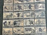 some of the stamps have been placed on the carpet