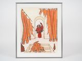 une image d'un tableau représentant une femme en robe rouge
