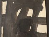 framed picture of a black and white painting of a wooden structure