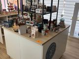a counter that has a lot of items on it