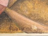 a painting of a baseball player holding a bat