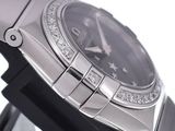 a close up of a watch with diamonds on it