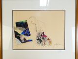 tableau représentant un homme tenant un sac et une femme tenant un sac à main