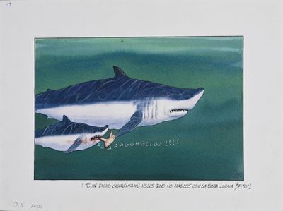une photo d'une photo d'un grand requin blanc