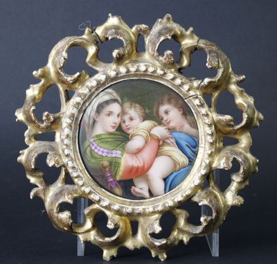 D'après RAPHAEL: "La Vierge à la chaise", tondo de porcelain… - Photo 1