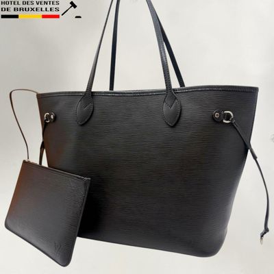 louis vuitton black leather tote bag and wallet