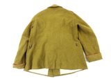 the back of a green jacket with a red stripe on it