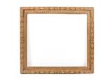 a wooden picture frame with a white background