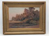 an image of a painting of a landscape with trees and a river