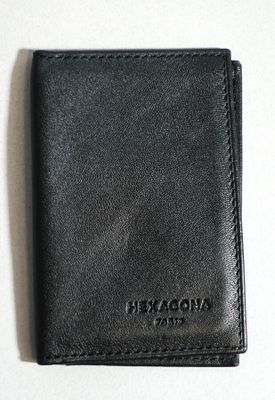 HEXAGONA Porte carte en cuir noir