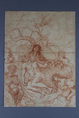 an image of a drawing of a woman sitting on a bed