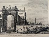 an old drawing of a building with a clock tower in the background