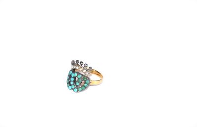 BAGUE en or jaune (18K) et argent (poinçons cygne et hibou) …