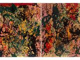 quatre tableaux de peinture abstraite sur fond blanc