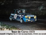 une affiche représentant une voiture de rallye au bord de la route