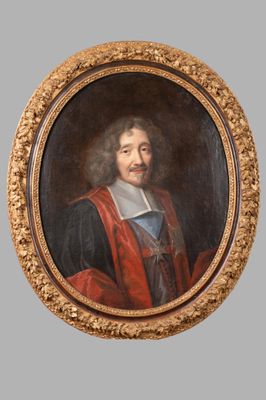 portrait of a gentleman in a red coat and black mantler