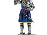 statue d'un homme en armure tenant une épée et un bouclier