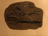 un dessin en noir et blanc représentant un oiseau posé sur un rocher