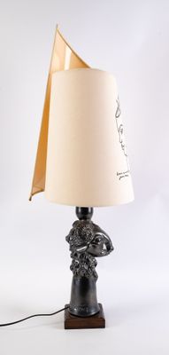 Jean MARAIS (1913-1998), lampe de salon visage, grès lustré …