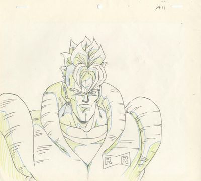 dessin représentant un homme en costume avec un dragon sur la poitrine