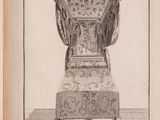 a drawing of a large vase on display in a book