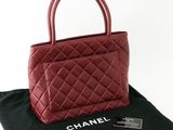 chanel red quilted leather tote bag