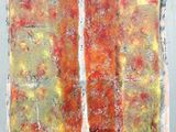 une image représentant un tableau représentant une fenêtre avec un rideau rouge