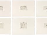 a series of nine drawings on white paper, each with different shapes and sizes