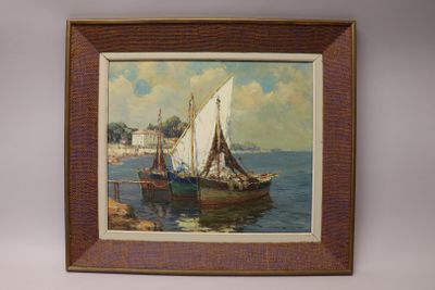 André BERONNEAU (1886-1973) "Port de Carqueiranne (Var)" hui… - Photo 1