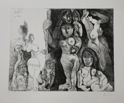 une image d'un dessin en noir et blanc d'un groupe de personnes